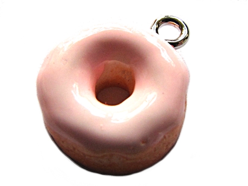 Anhnger Donut / Krapfen, rosa verziert, 3D, 18mm